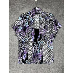 Notations‎ Short Sleeve Paisley Floral Scoop Neck Top Womens Size 2X Stretch